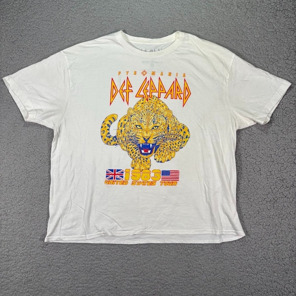 Goodie Two Sleeves Def‎ Leppard T Shirt Size XL Womens White Short Sleeve Cotton